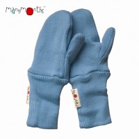 Варежки двухслойные из шерстяного трикотажа Голубые ManyMonths